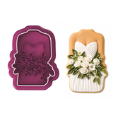 Wedding Dress Cookie Cutter & Stamp – Floral Bridal Gown Cookie Cutter – Elegant Wedding Shower Fondant Embosser Too