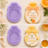 Diamond Ring Cookie Cutter & Stamp – Engagement Ring Cookie Cutter – Bridal Shower Fondant Embosser Tool