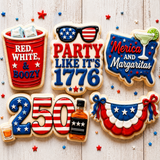Patriotic Party Cookie Cutter and Stamp Set  5-Piece Set – Fourth of July Americana Fondant Embosser Collection