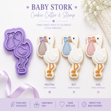 Baby Stork Cookie Cutter & Stamp – New Baby Stork Cutter – Baby Shower Cookie Cutter – Fondant Embosser Tool