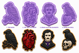 Edgar Allan Poe Gothic Cookie Cutter and Embosser Stamp Collection – Raven, Tell-Tale Heart, Poe Portrait Raven and Skull Set