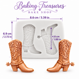 Western Cowboy Boot Silicone Mold – 2-Cavity Floral Boot Fondant Mold