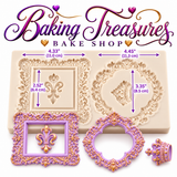 Royal Heirloom Baroque Frame Silicone Mold -2 Frames & 2 Embellishments