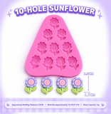 Mini Sunflower Bloom Silicone Mold – 10 Cavity Floral Mold for Fondant, Chocolate & Resin