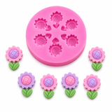 Mini Sunflower Silicone Mold – 6 Cavity Flower Mold for Fondant, Chocolate, Resin & Cake Decorating