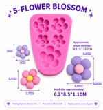 5 Flower Blossom Silicone Mold   Multi-Size Floral Fondant Mold for Chocolate, Candy & Resin
