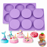6-cavity round silicone mold for making individual mini cakes, mousse cakes, entremets, chocolate and frozen desserts.