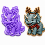 Christmas Triceratops Reindeer Cookie Cutter & Embosser Stamp Set