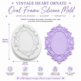 Vintage Heart Ornate Oval Frame Silicone Mold