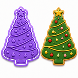 Decorated Christmas Tree Cookie Cutter & Embosser Stamp Set
