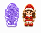 Christmas Girl Elf Cookie Cutter & Embosser Stamp Set