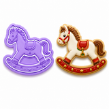 Christmas Rocking Horse Cookie Cutter & Embosser Stamp Set