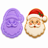 Classic Santa Claus Face Cookie Cutter & Embosser Stamp Set