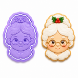 Mrs. Claus Face Cookie Cutter & Embosser Stamp Set