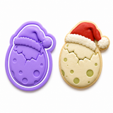 Christmas Hatching Dinosaur Egg Cookie Cutter & Embosser Stamp Set