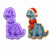 Christmas Long Neck Dinosaur with Lights Cookie Cutter & Embosser Stamp Set