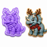 Christmas Triceratops Reindeer Cookie Cutter & Embosser Stamp Set