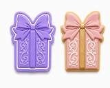 Elegant Bow Christmas Gift Cookie Cutter & Embosser Stamp Set