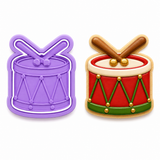 Christmas Toy Drum Cookie Cutter & Embosser Stamp Set