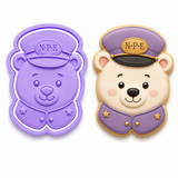 North Pole Express Conductor Bear Cookie Cutter & Embosser Stamp Set