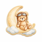 Teddy Bear on Crescent Moon Cookie Cutter and Stamp