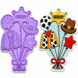 Cowboy Balloon Bouquet Cookie Cutter & Embosser Stamp – Western Cookie Cutter – Birthday & Rodeo Theme Cookies