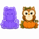 Woodland Owl on Pumpkin Cookie Cutter & Embosser Stamp Set