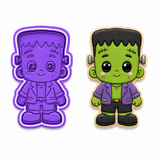 Kawaii Frankenstein Boy Cookie Cutter & Embosser Two-Piece Set