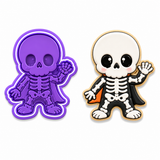 Kawaii Skeleton Cookie Cutter & Embosser Two-Piece Set