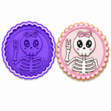 Kawaii Skeleton Girl Plaque Cookie Cutter & Embosser Two-Piece Set