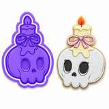 Coquette Skull Candle Cookie Cutter & Embosser Two-Piece Se