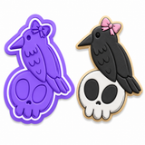 Crow on Skull Cookie Cutter & Embosser Two-Piece Set