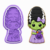 Kawaii Frankenstein Girl Cookie Cutter & Embosser Two-Piece Set