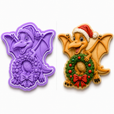 Christmas T-Rex with Christmas Tree Cookie Cutter & Embosser Stamp Set – Two-Piece Set