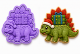 Christmas T-Rex with Christmas Tree Cookie Cutter & Embosser Stamp Set – Two-Piece Set