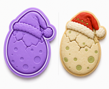Christmas T-Rex with Christmas Tree Cookie Cutter & Embosser Stamp Set – Two-Piece Set