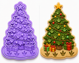 Christmas T-Rex with Christmas Tree Cookie Cutter & Embosser Stamp Set – Two-Piece Set