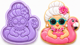 Poolside Mrs. Claus Flamingo Cookie Cutter & Embosser Set