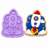 Rocket to One Birthday Cookie Cutter & Embosser Stamp Set