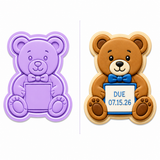 Teddy Bear with Personalized Block Cookie Cutter & Embosser Stamp Set
