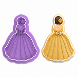 Elegant Floral Ball Gown Cookie Cutter & Embosser Stamp Set