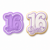 Sweet 16 Cookie Cutter & Embosser Stamp Set