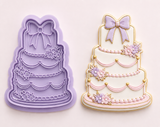 Elegant Tiered Wedding Cake Cookie Cutter & Embosser Stamp Set