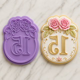 Floral Quinceañera 15 Cookie Cutter & Embosser Stamp Set