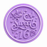 Sweet 16 Crown & Butterfly Cookie Cutter & Embosser Stamp Set