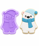 Cozy Winter Polar Bear Cookie Cutter & Embosser Stamp Set