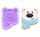 Cozy Polar Bear Face Cookie Cutter & Embosser Stamp Set