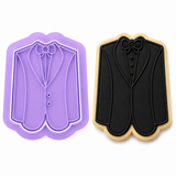 Elegant Tuxedo Cookie Cutter & Stamp Set – 2-Piece Fondant Embosser Tool for Weddings, Groomsmen & Bridal Events