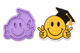 Graduation Smiley Face Cookie Cutter & Stamp – Peace Sign Graduate Fondant Embosser Tool