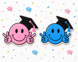 Graduation Smiley Face Cookie Cutter & Stamp – Peace Sign Graduate Fondant Embosser Tool
